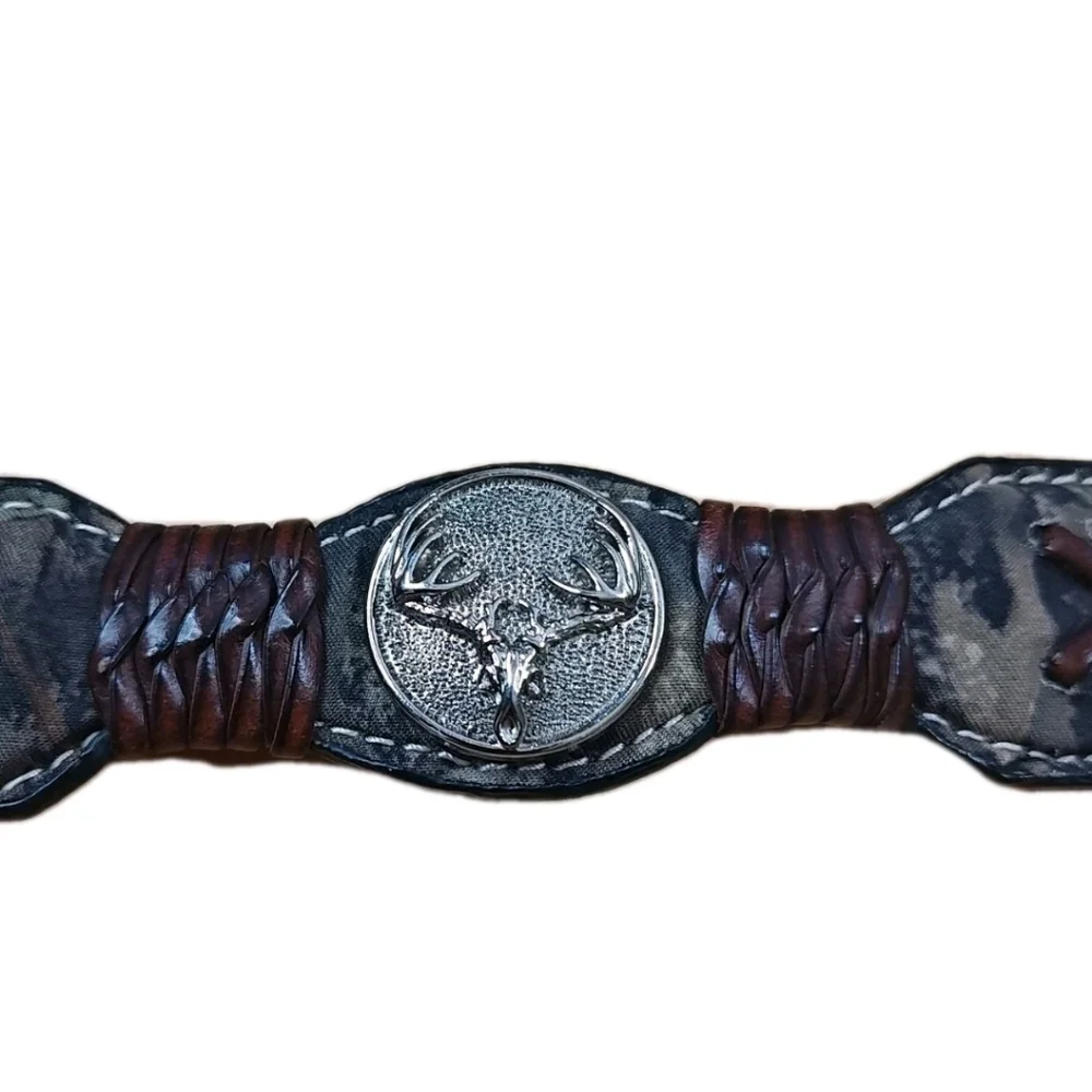 Nocona 44190222 Camo Elk Medallion Concho Leather Belt Youth Boy Size 18 16-20